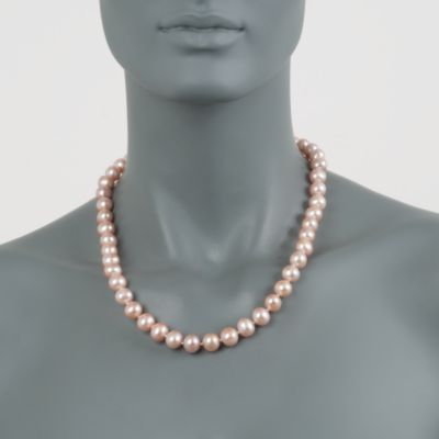10-11mm Pink Pearl Necklace in 14kt Yellow Gold. 16" &mdash; Alt Image 4