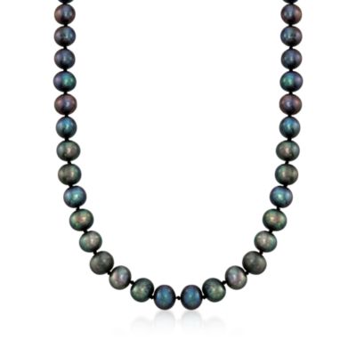 10-11mm Black Pearl Necklace in 14kt Yellow Gold &mdash; Alt Image 1