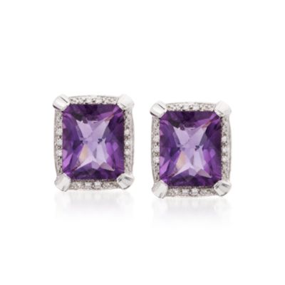 12.00 ct. t.w. Amethyst and .10 ct. t.w. Diamond Earrings in Sterling Silver &mdash; Alt Image 1