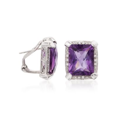 12.00 ct. t.w. Amethyst and .10 ct. t.w. Diamond Earrings in Sterling Silver &mdash; Alt Image 2