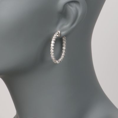 5.00 ct. t.w. Diamond In-And-Out Hoop Earrings In 14kt White Gold &mdash; Alt Image 2