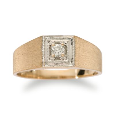 C. 1970 Vintage .10 Carat Diamond Solitaire Band Ring In 10kt Yellow Gold. Size 9.5 &mdash; Alt Image 1