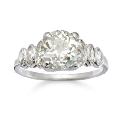 C. 1935 Vintage 2.18 ct. t.w. Diamond Bridal Ring In Platinum. Size 5 &mdash; Alt Image 1