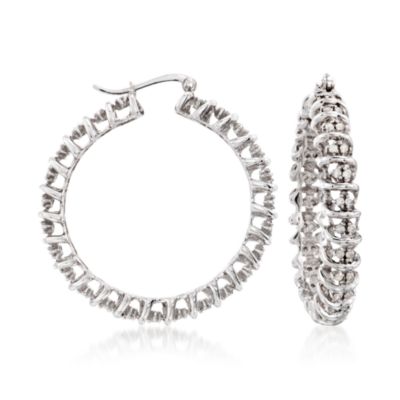 1.00 ct. t.w. Diamond Hoop Earrings in Sterling Silver &mdash; Alt Image 1