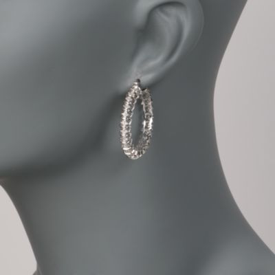 1.00 ct. t.w. Diamond Hoop Earrings in Sterling Silver &mdash; Alt Image 2