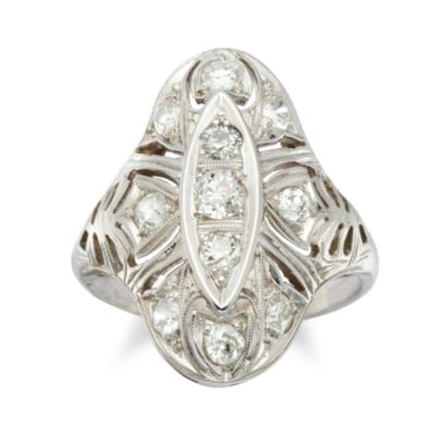 C. 1935 Vintage .75 ct. t.w. Diamond Dinner Ring In 18kt White Gold. Size 6 &mdash; Alt Image 1