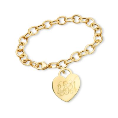 14kt Yellow Gold Oval Link Bracelet With Heart Charm &mdash; Alt Image 1
