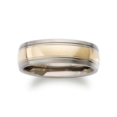 Men's 7mm Titanium and 14kt Yellow Gold Wedding Ring &mdash; Alt Image 1