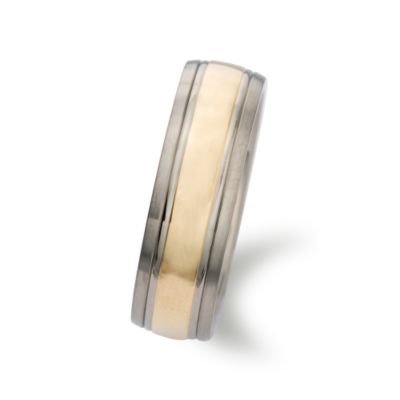 Men's 7mm Titanium and 14kt Yellow Gold Wedding Ring &mdash; Alt Image 2