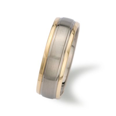 Men's 7mm Wedding Ring In Titanium and 14kt Yellow Gold &mdash; Alt Image 2