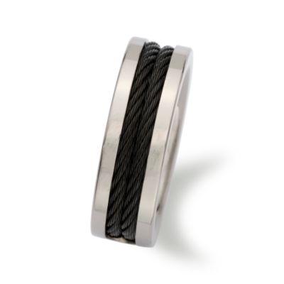 Men's 8mm Titanium and Stainless Steel Wedding Ring &mdash; Alt Image 2