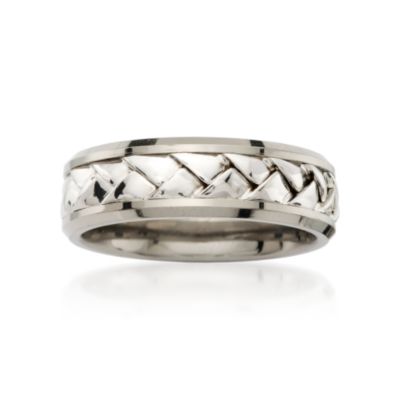 Men's 7mm Sterling Silver and Titanium Wedding Ring &mdash; Alt Image 1