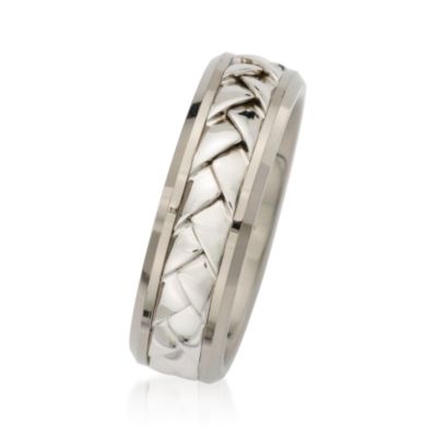 Men's 7mm Sterling Silver and Titanium Wedding Ring &mdash; Alt Image 2