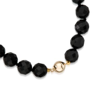 Black Agate Bead Necklace In 14kt Yellow Gold &mdash; Alt Image 2