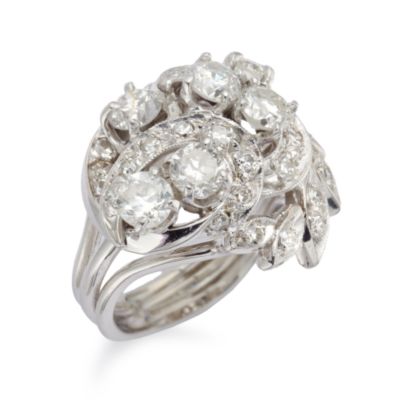 C.1960 Vintage 2.15 ct. t.w. Diamond Swirl Ring In 14kt White Gold. Size 4.5 &mdash; Alt Image 2