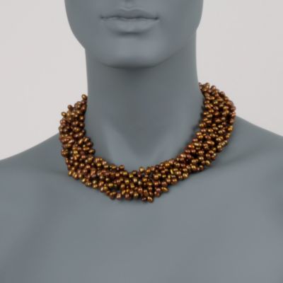 Brown Pearl Torsade Necklace in Sterling Silver &mdash; Alt Image 2