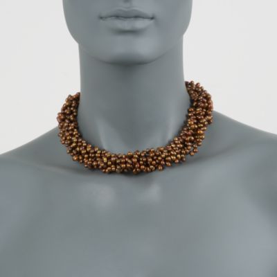 Brown Pearl Torsade Necklace in Sterling Silver &mdash; Alt Image 3
