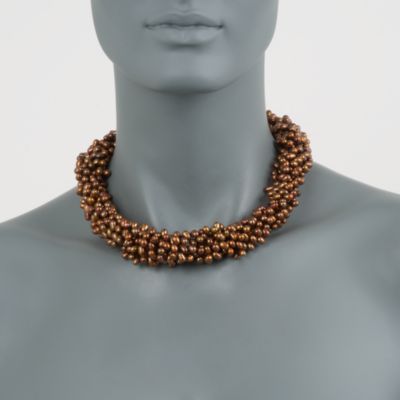 Brown Pearl Torsade Necklace in Sterling Silver &mdash; Alt Image 4