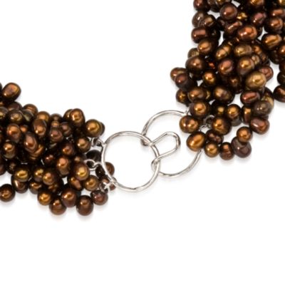 Brown Pearl Torsade Necklace in Sterling Silver &mdash; Alt Image 5
