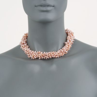 Pink Pearl Torsade Necklace in Sterling Silver &mdash; Alt Image 2