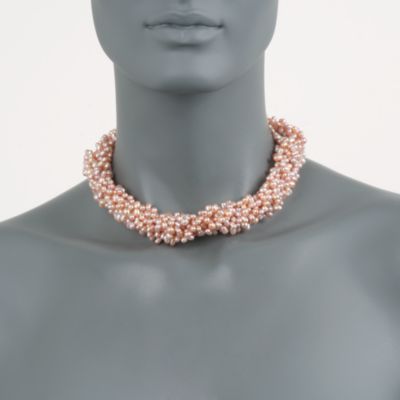 Pink Pearl Torsade Necklace in Sterling Silver &mdash; Alt Image 3