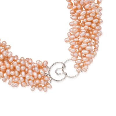 Pink Pearl Torsade Necklace in Sterling Silver &mdash; Alt Image 5