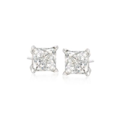 1.00 ct. t.w. Princess-Cut Diamond Stud Earrings in 14kt White Gold &mdash; Alt Image 1