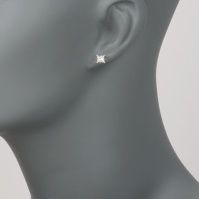 1.00 ct. t.w. Princess-Cut Diamond Stud Earrings in 14kt White Gold &mdash; Alt Image 2