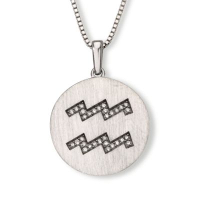 .10 ct. t.w. Diamond Aquarius Zodiac Necklace In Sterling Silver. 18" &mdash; Alt Image 1