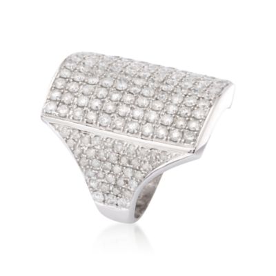 3.50 Carat t.w. Pave Diamond Ring In 14kt White Gold &mdash; Alt Image 3