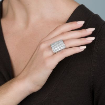 3.50 Carat t.w. Pave Diamond Ring In 14kt White Gold &mdash; Alt Image 4