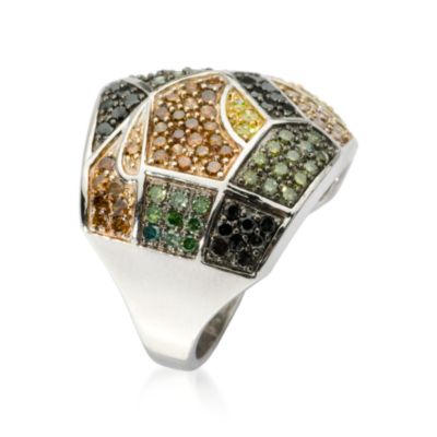 2.00 ct. t.w. Multicolored Diamond Dome Ring in 14kt White Gold &mdash; Alt Image 3