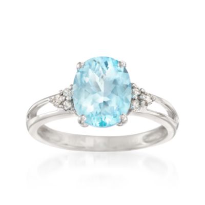 2.00 Carat Aquamarine and Diamond Ring In 14kt White Gold &mdash; Alt Image 1