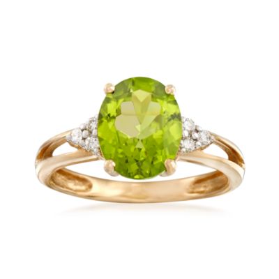 2.50 Carat Peridot and Diamond Ring in 14kt Yellow Gold &mdash; Alt Image 1