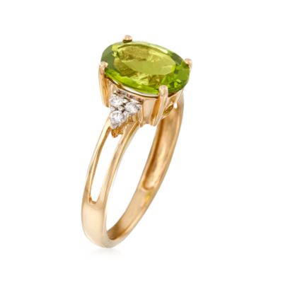 2.50 Carat Peridot and Diamond Ring in 14kt Yellow Gold &mdash; Alt Image 3