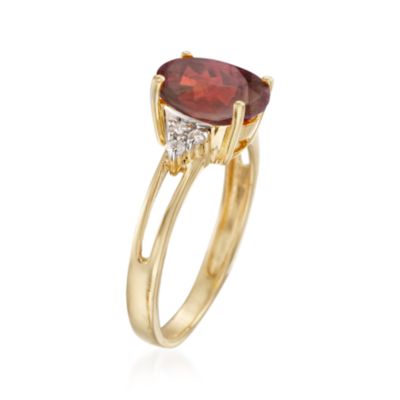 2.90 Carat Garnet and .10 ct. t.w. Diamond Ring In 14kt Yellow Gold &mdash; Alt Image 2