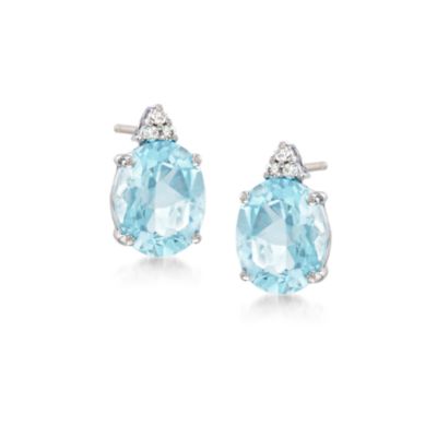 4.10 ct. t.w. Aquamarine and Diamond Earrings in 14kt White Gold &mdash; Alt Image 1