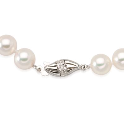 6.5-7mm Premier Cultured Akoya Pearl Necklace With 18kt White Gold Diamond Clasp &mdash; Alt Image 2
