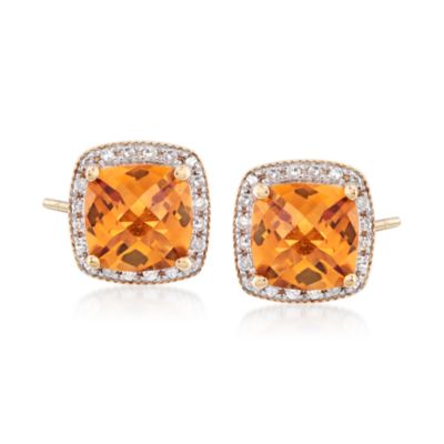 2.80 ct. t.w. Citrine and Diamond Post Earrings In 14kt Yellow Gold  &mdash; Alt Image 1