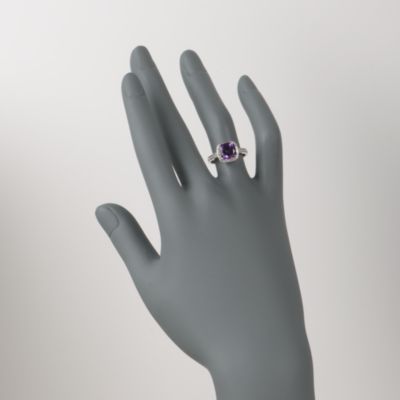 2.05 Carat Cushion-Cut Amethyst and Diamond Ring in 14kt White Gold &mdash; Alt Image 2