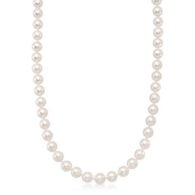 7.5-8mm Premier Cultured Akoya Pearl Necklace With 18kt White Gold Diamond Clasp &mdash; Alt Image 1