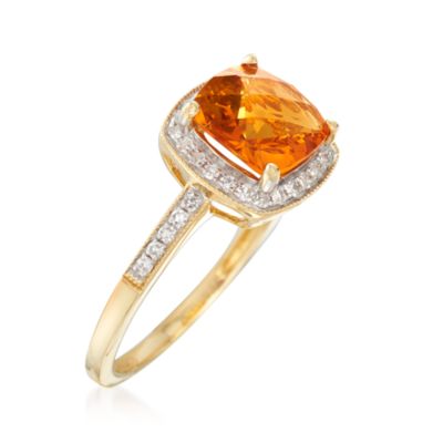2.00 Carat Cushion-Cut Citrine and Diamond Ring in 14kt Yellow Gold &mdash; Alt Image 3