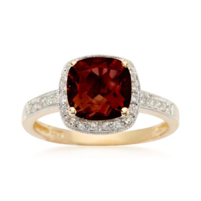 2.25 Carat Cushion-Cut Garnet and Diamond Ring in 14kt Yellow Gold &mdash; Alt Image 1