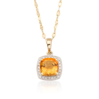 1.40 Carat Citrine Necklace With Diamond Accents in 14kt Yellow Gold. 18" &mdash; Alt Image 1