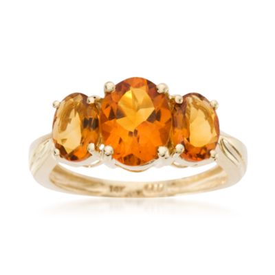 2.80 ct. t.w. Oval Citrine 3-Stone Ring in 14kt Yellow Gold &mdash; Alt Image 1