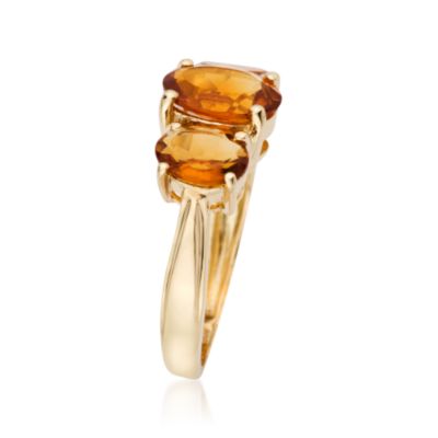 2.80 ct. t.w. Oval Citrine 3-Stone Ring in 14kt Yellow Gold &mdash; Alt Image 3