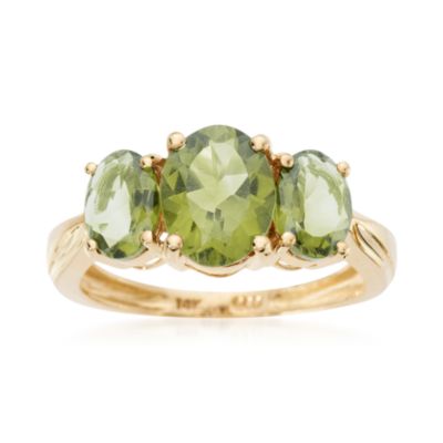2.85 ct. t.w. Oval Peridot 3-Stone Ring in 14kt Yellow Gold &mdash; Alt Image 1