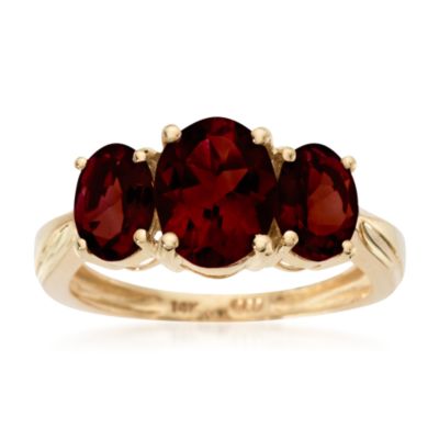 3.75 ct. t.w. Oval Garnet 3-Stone Ring in 14kt Yellow Gold &mdash; Alt Image 1