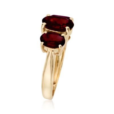 3.75 ct. t.w. Oval Garnet 3-Stone Ring in 14kt Yellow Gold &mdash; Alt Image 3