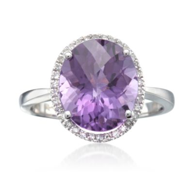4.28 Carat Oval Amethyst and Diamond Ring in 14kt White Gold &mdash; Alt Image 1